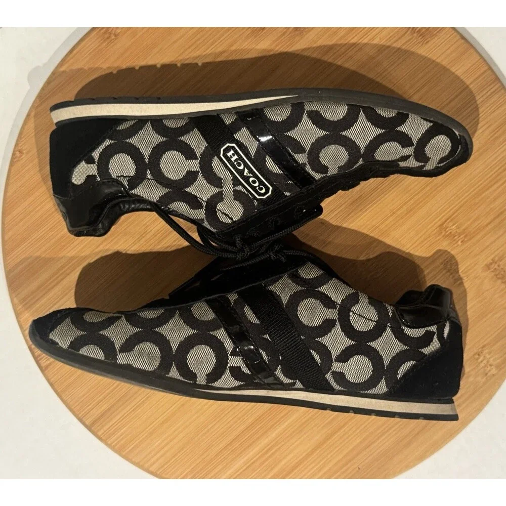 Vintage Coach Kathleen Sneakers Feature Black Signature Canvas 6.5 Retro Y2K
